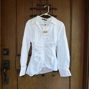 Zara long sleeve  button up white blouse size XS, S